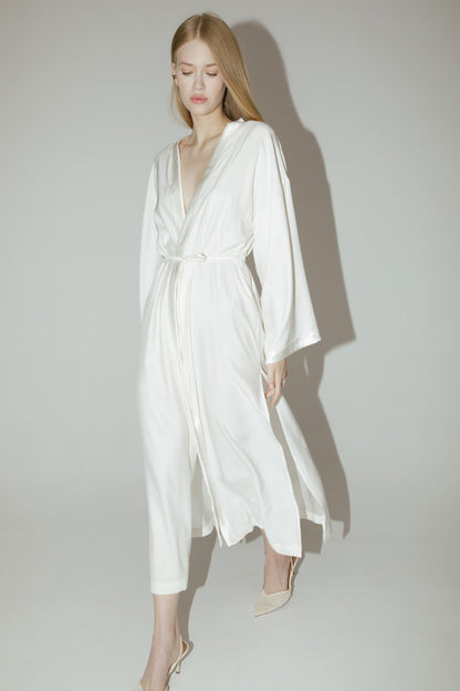 silk robe 'Melania' white