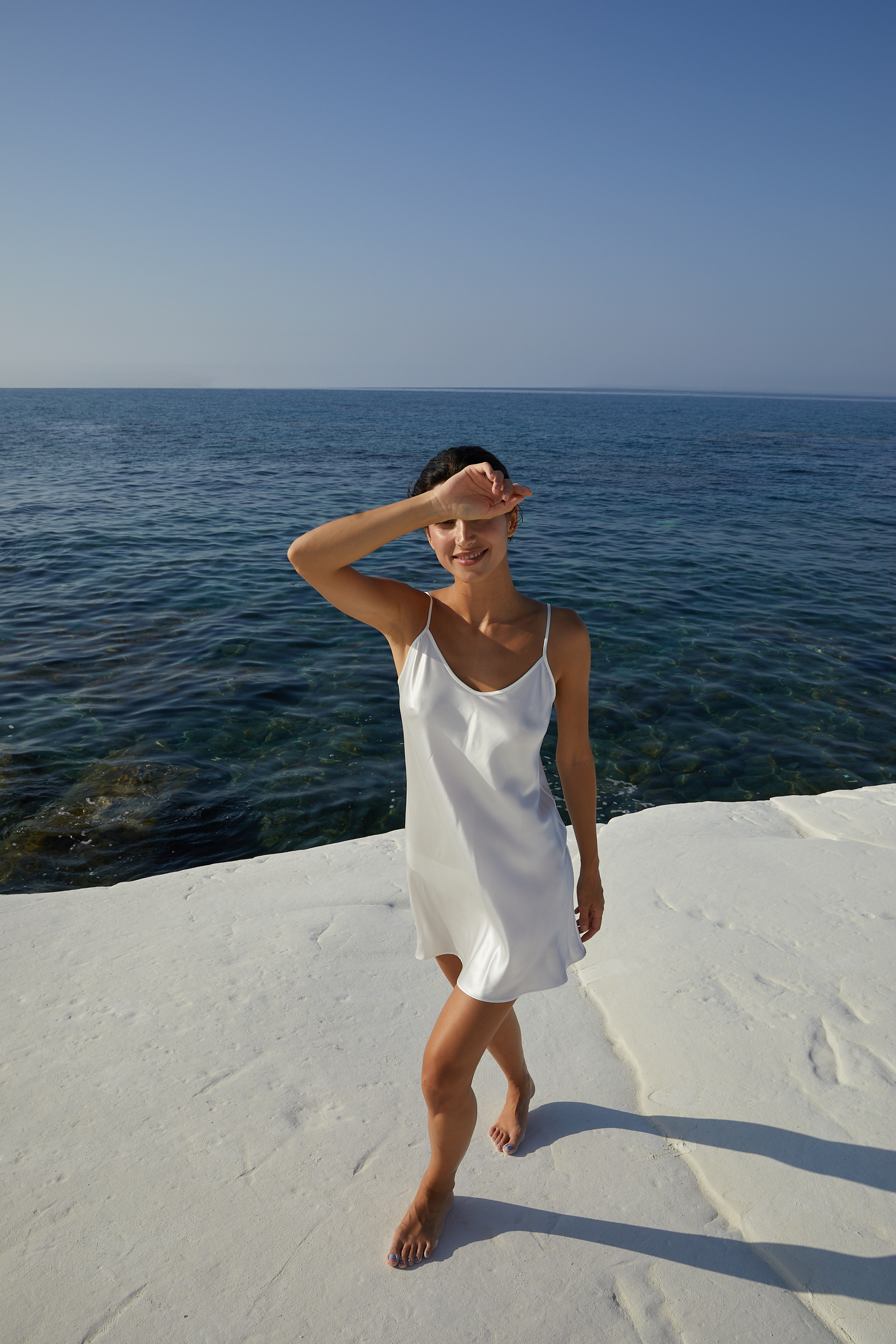 Silk mini dress 'Ipanema' white TEYA Silk mini dress 'Ipanema' white TEYA