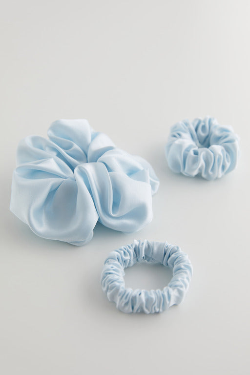 Set of 3 silk scrunchies 'Trio' blues