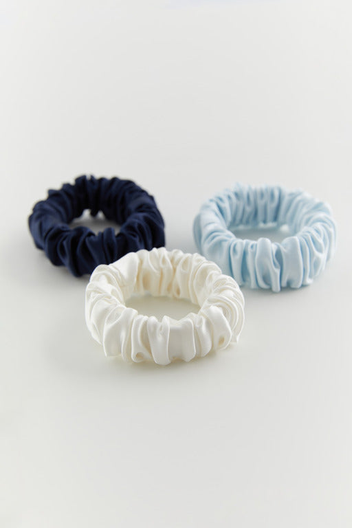 set of 3 silk skinny scrunchies 'Undine'