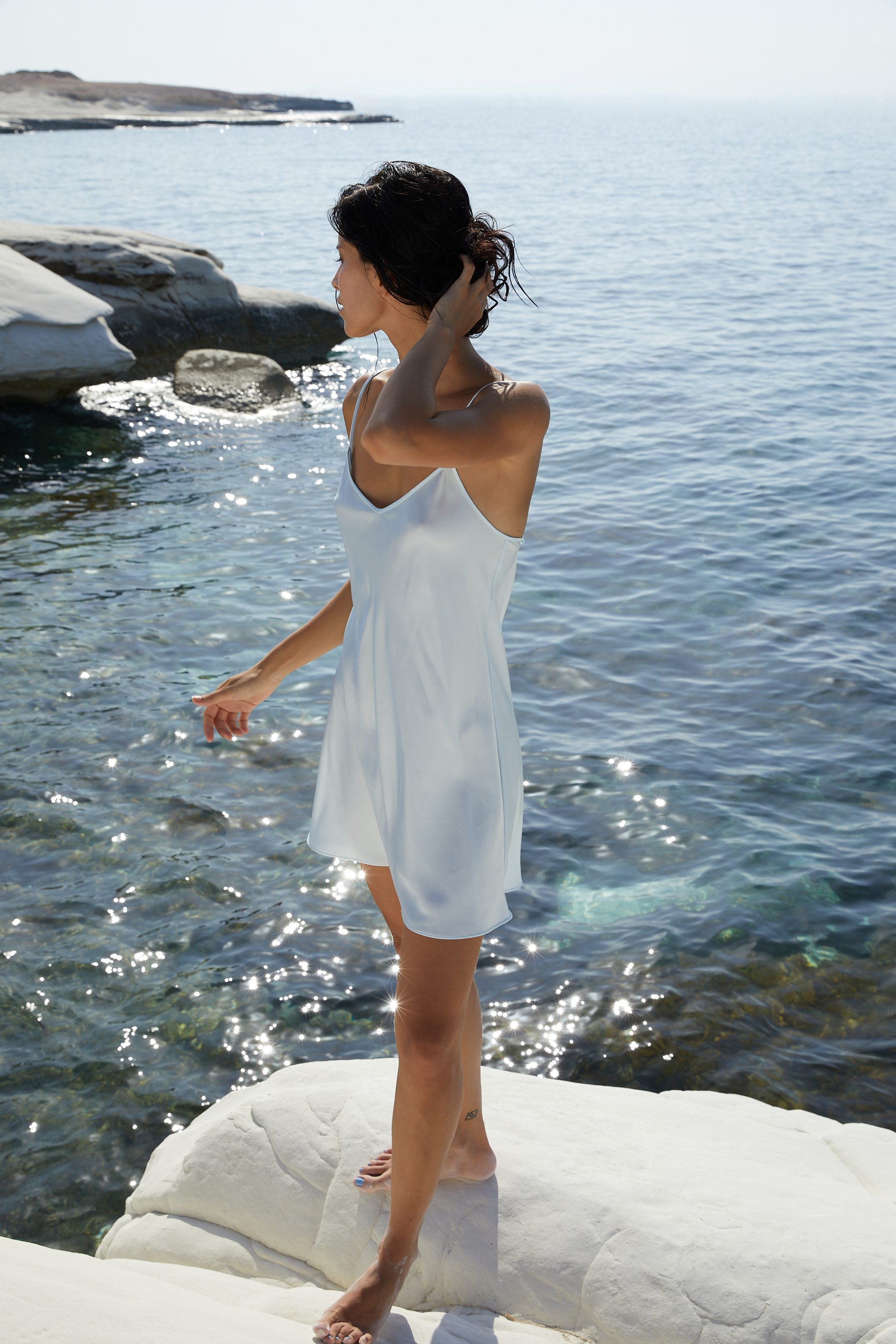 Silk mini dress 'Ipanema' blues TEYA Silk mini dress 'Ipanema' blues TEYA