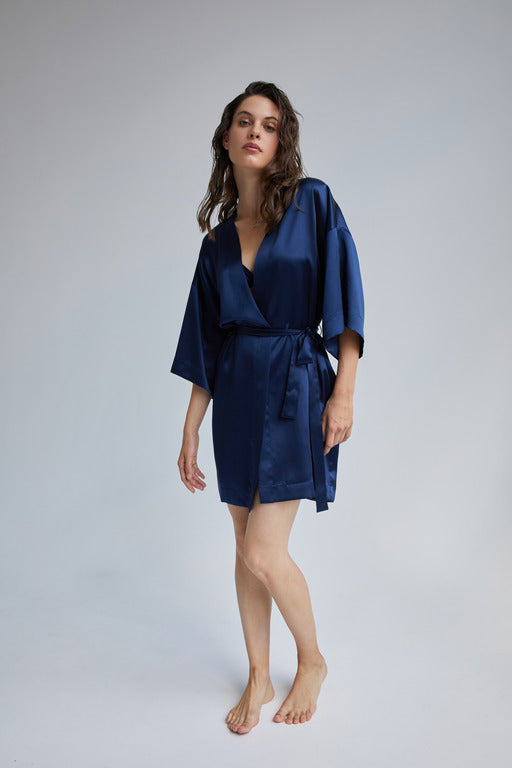 silk robe 'Gaia' blues