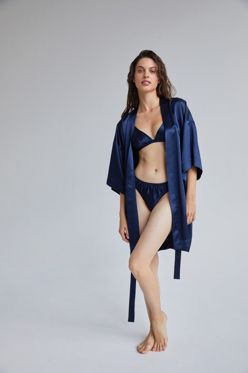 silk robe 'Gaia' blues