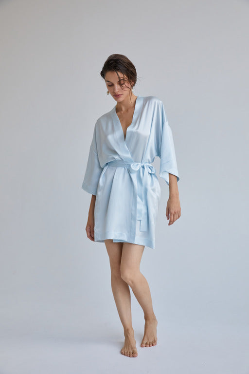 silk robe 'Gaia' blues