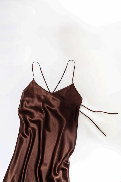 silk maxi dress 'SoHo-Choco'