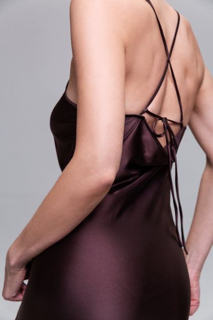 silk maxi dress 'SoHo-Choco'