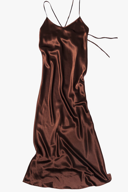 silk maxi dress 'SoHo-Choco'